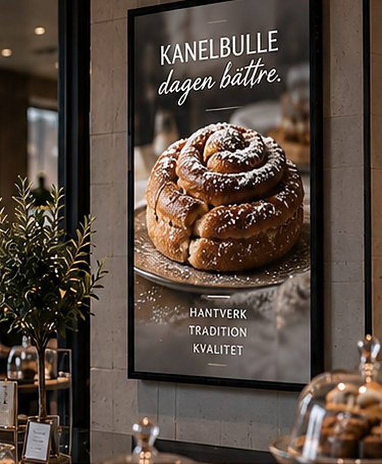 Konditori med en digital skärm i skyltfönstret
